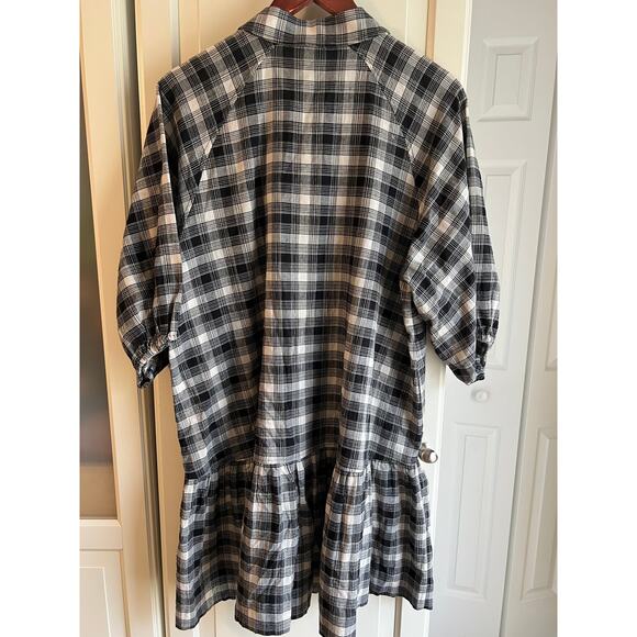 Jonathan Simkhai Crissy Plaid Mini Dress Relaxed Balloon sleeve Tiered $325 - XL - Picture 9 of 9